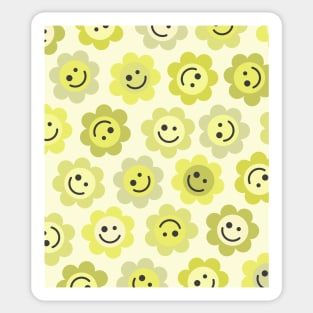 Yellower Yellow Flower Happy Faces Sticker